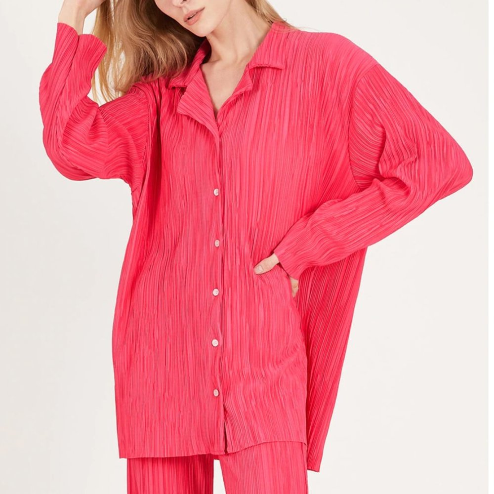 STORETS Maria Oversized Plisse Shirt NEW